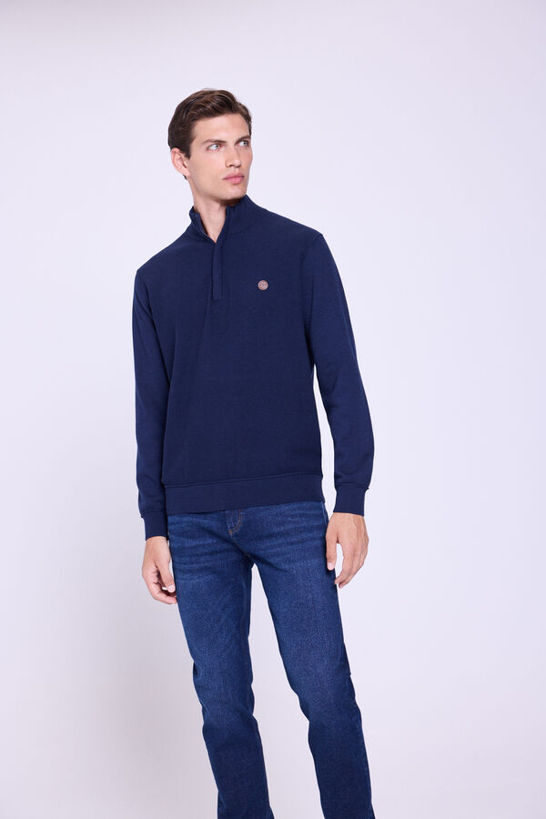 Milano Camisola de malha com meia fecho-éclair Marinho