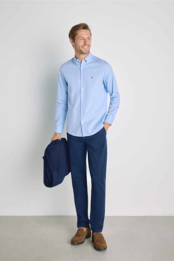 Milano Camisa lisa manga larga Azul Claro