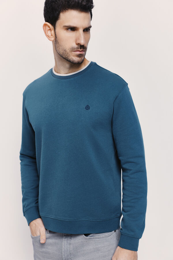 Springfield Sudadera cuello redondo con logo bordado Azul