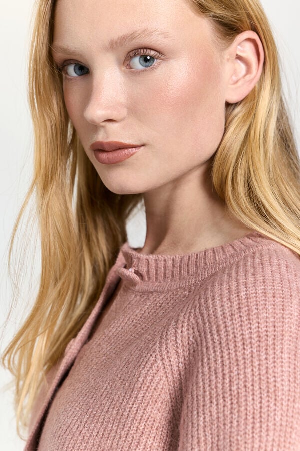 Milano Cardigan de punto botones forrados Rosa