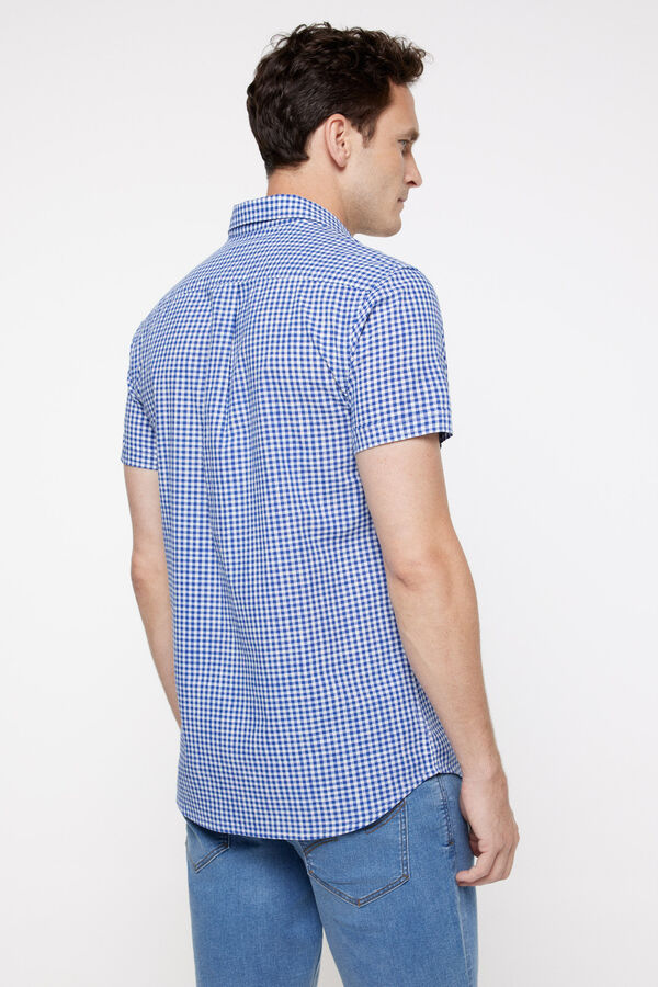 milano Camisa Slub Cuadros Azul