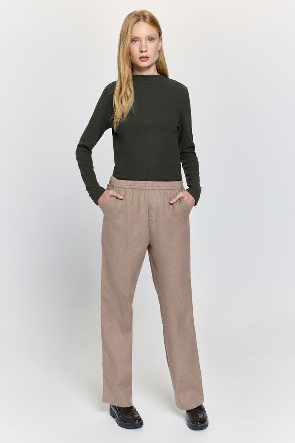 Milano Camisola com efeito veludo cotel&ecirc; de soft touch C&aacute;qui escuro