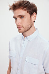 Milano Camisa lisa Slub com bolsos Azul