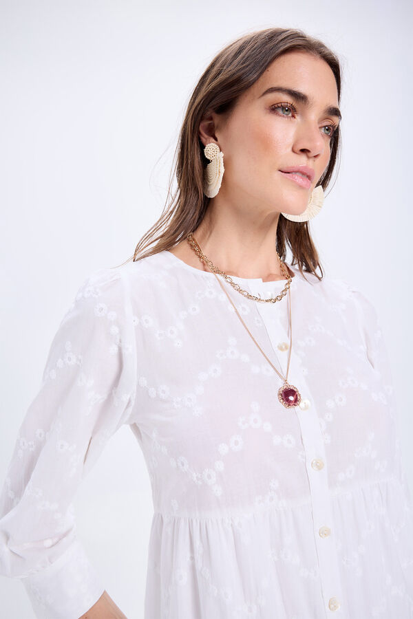 Milano Vestido curto bordado Branco