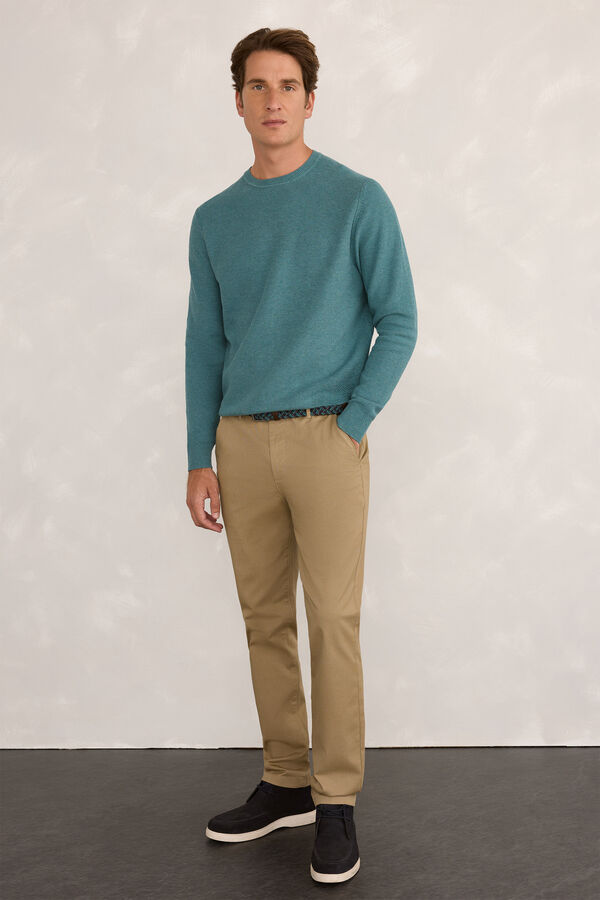 Milano Camisola básico de favo de mel Azul turquesa