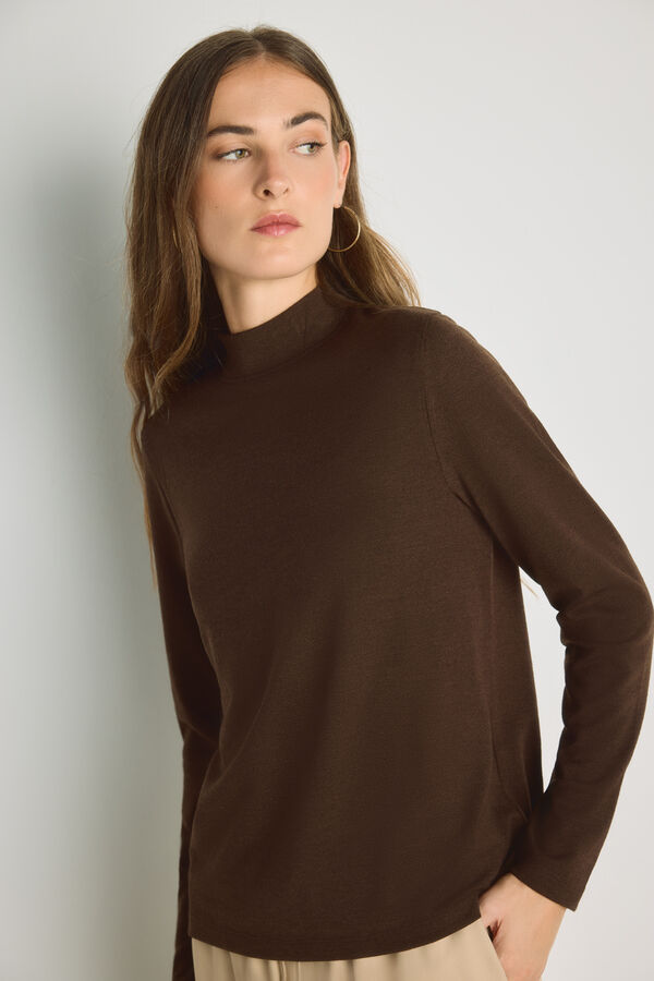 Milano T-shirt gola perkins Camel