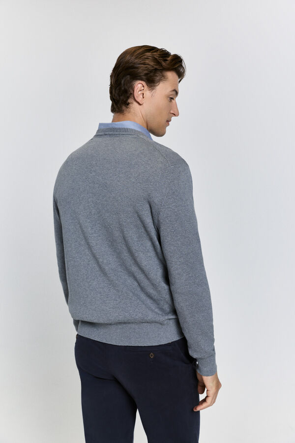 Pedro del Hierro Jersey básico cuello pico Gris Claro