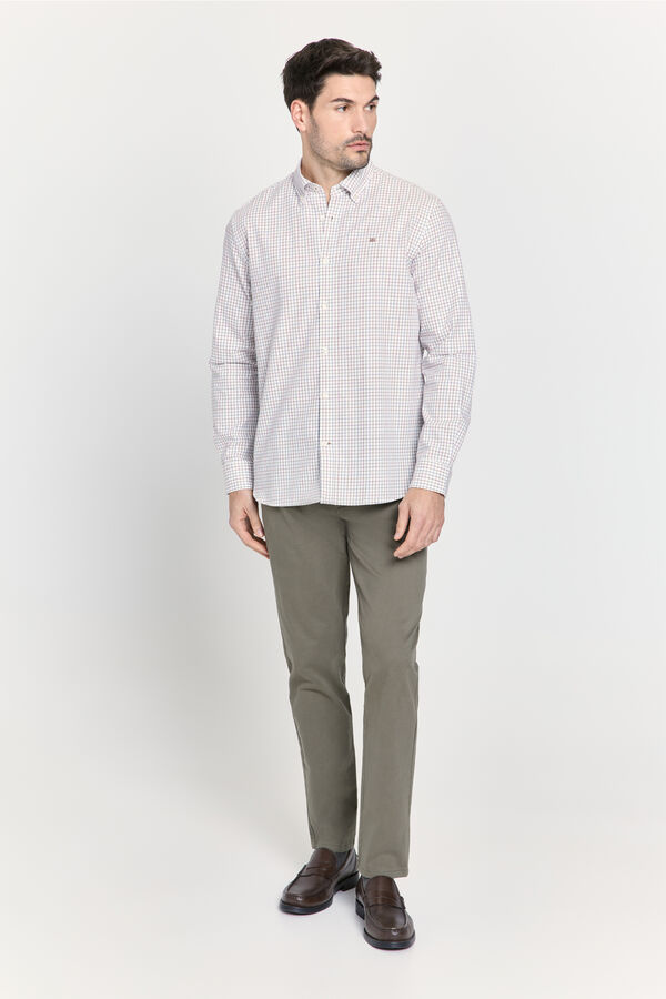Pedro del Hierro Camisa xadrez com caimento relaxado Marfim