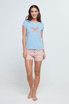 Fifty Outlet Pijama curto borboletas Azul claro