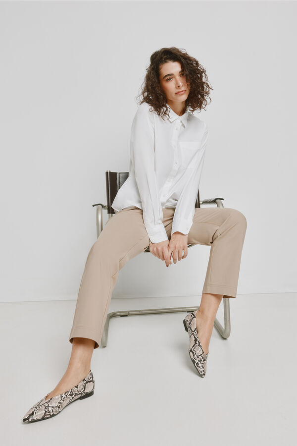 Milano Camisa lisa em tecido leve Branco