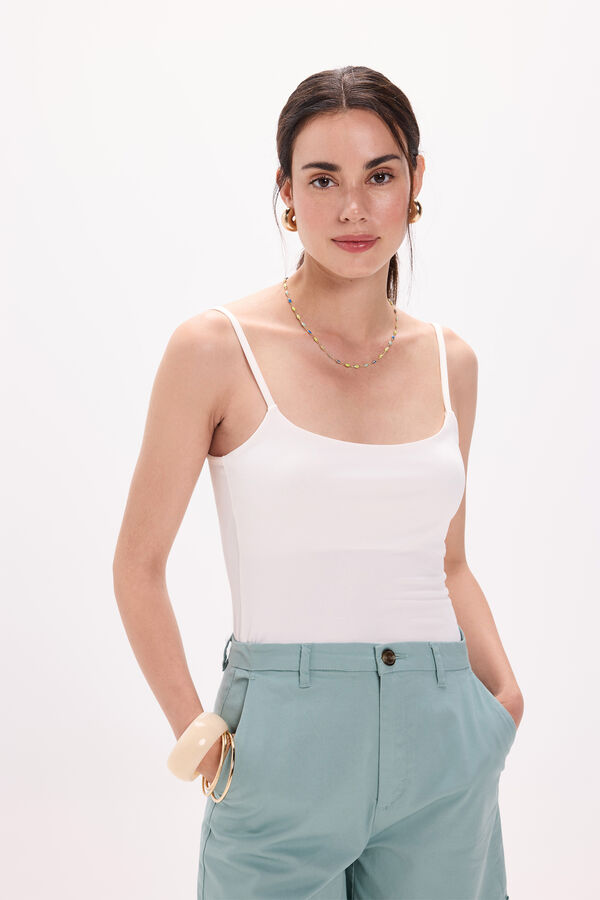 Milano Camiseta elástica com alças estreitas Branco