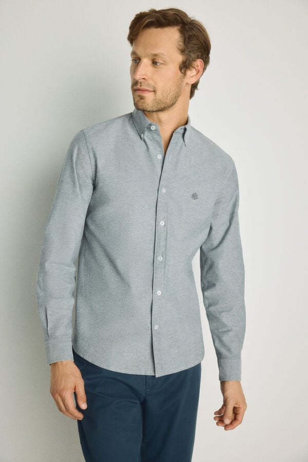 Springfield Camisa lisa manga larga Navy
