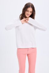 Milano Camiseta de manga comprida com qualidade estruturada Branco