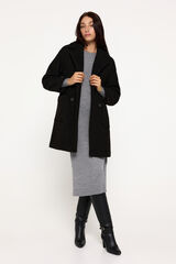 Milano Abrigo boucle doble botonadura con bolsillos de plastron Negro