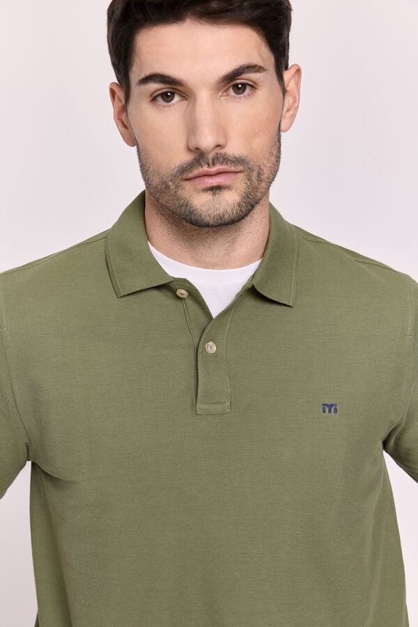 Milano Polo básico manga curta Cáqui escuro