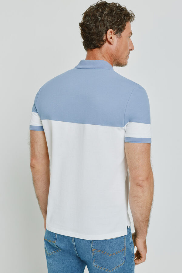 Milano Polo de riscas de manga curta Azul claro