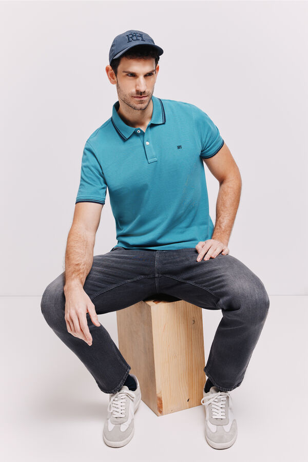 Pedro del Hierro Polo manga curta Azul
