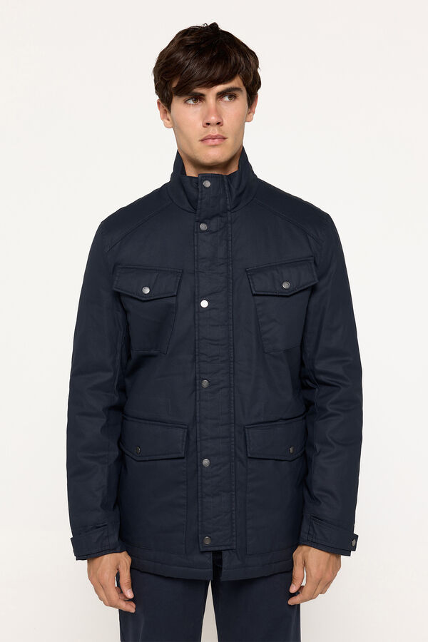 Milano Chaqueta Efecto Encerado Navy