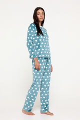 Milano Pijama de velour estampado corazones Verde