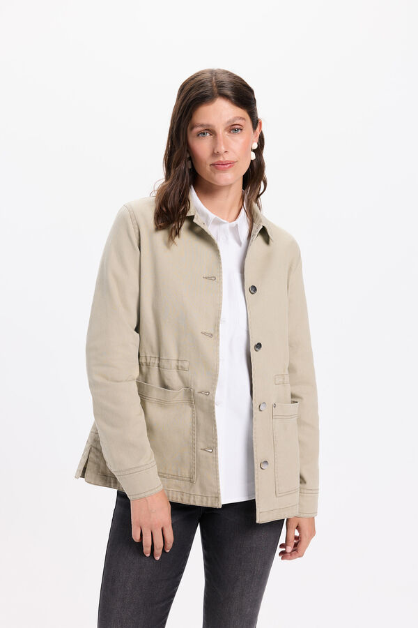 Milano Chaqueta sahariana de algodón efecto lavado Kaki Oscuro