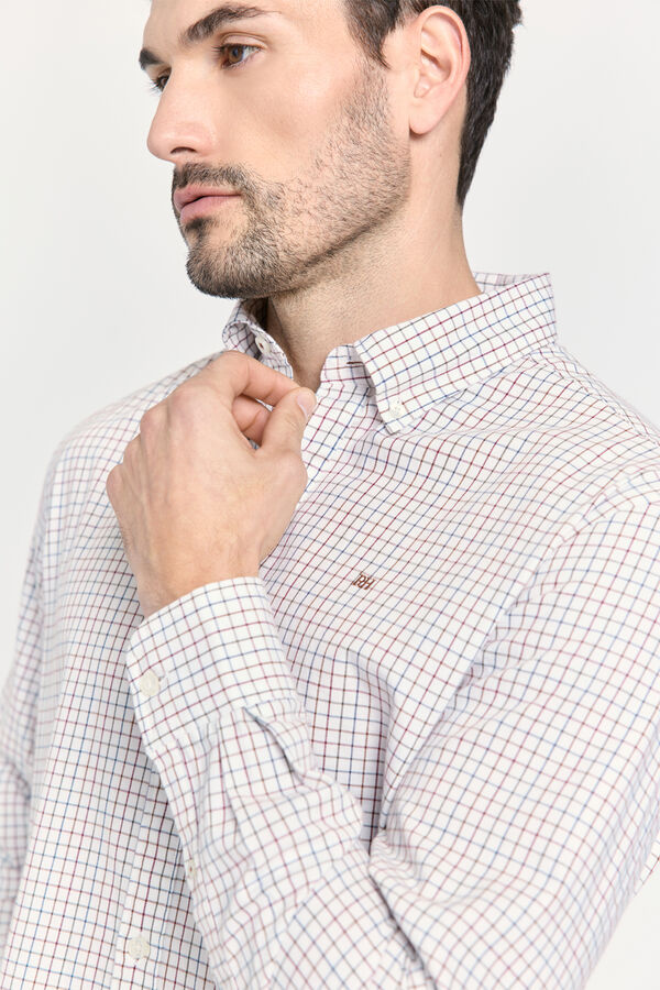 Pedro del Hierro Camisa xadrez com caimento relaxado Marfim