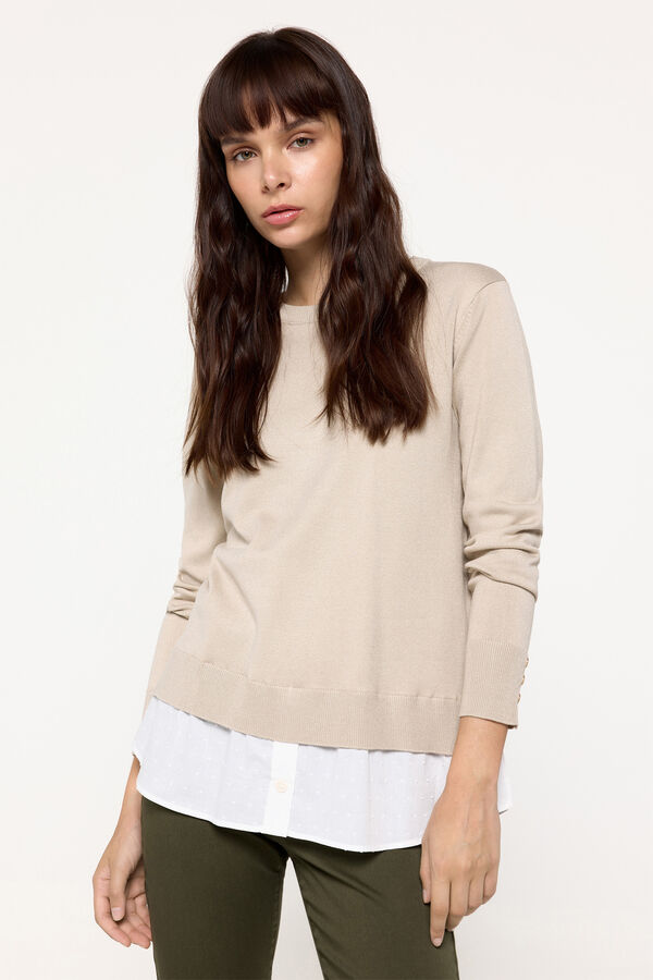 Milano Camisola viscose com camisa combinada em baixo Bege