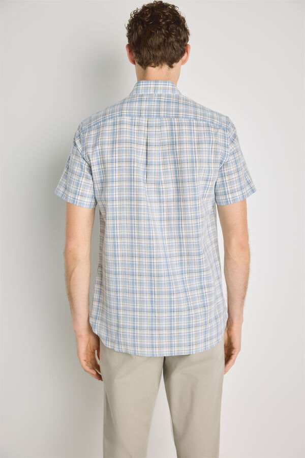 Pedro del Hierro Camisa de xadrez de manga curta Azul indigo