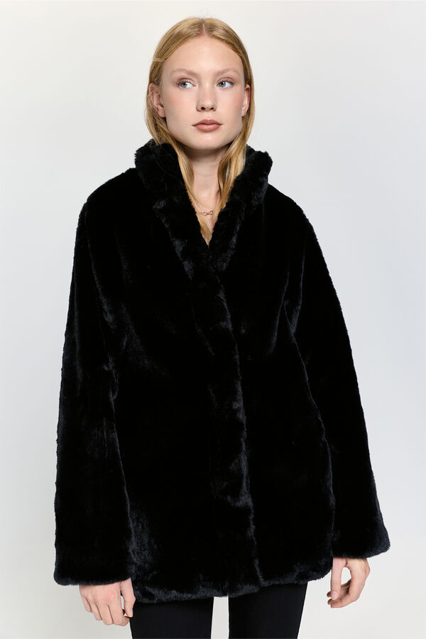 Milano Abrigo peluche cuello alto Negro