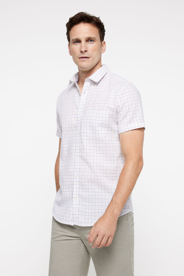 milano Camisa Slub Cuadros Estampado azul