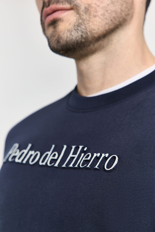 Pedro del Hierro Sudadera cuello redondo con logo Navy