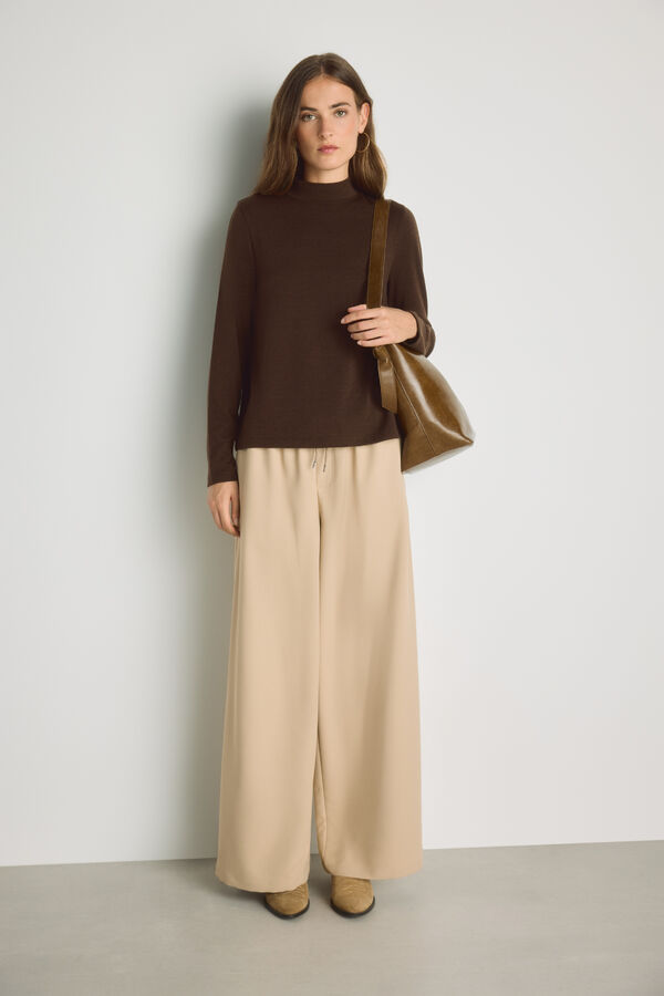 Milano T-shirt gola perkins Camel