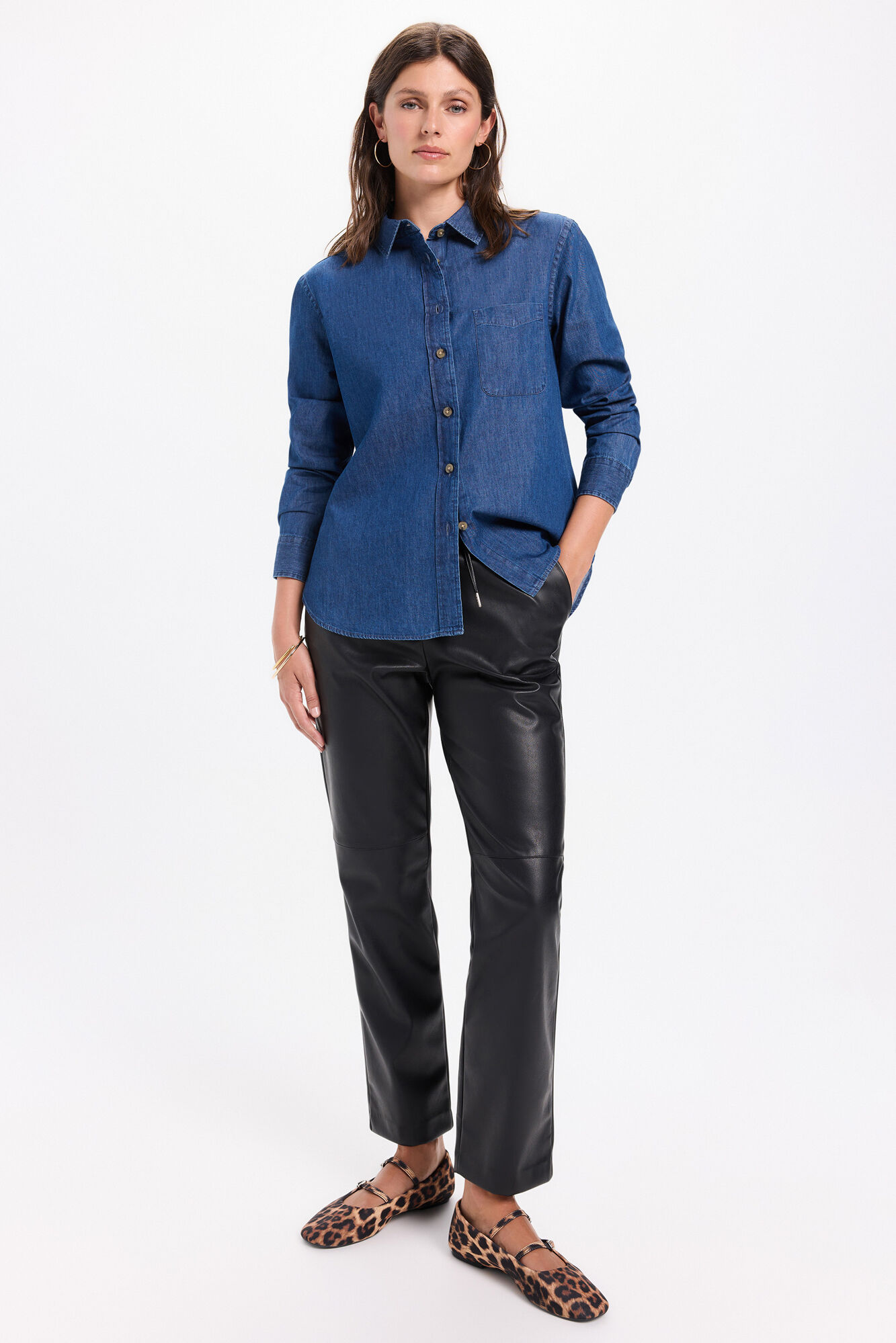 Milano Pantal&oacute;n cintura el&aacute;stica efecto piel