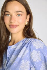 Milano Camisa estampada gola mao Azul indigo