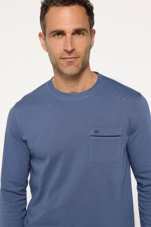 Milano Pijama manga larga. Calidad single jersey algod&oacute;n Navy