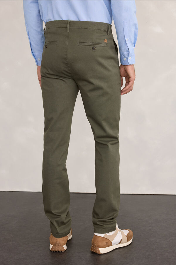 Milano Calças Chino Confortável Cáqui médio