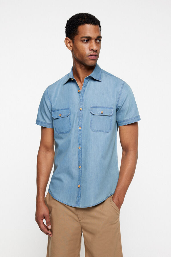 milano Camisa Denim Lisa Azul