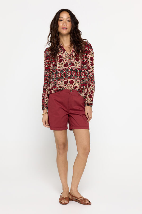 Milano Bermuda tipo chin&ecirc;s tecido elastico Bordeaux