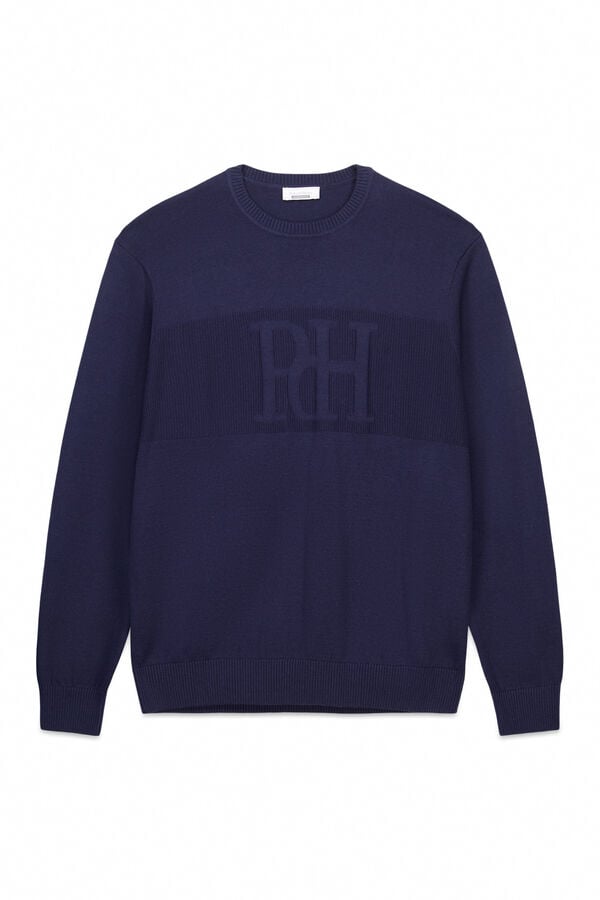 Pedro del Hierro Camisola com gola caixa e logo Marinho