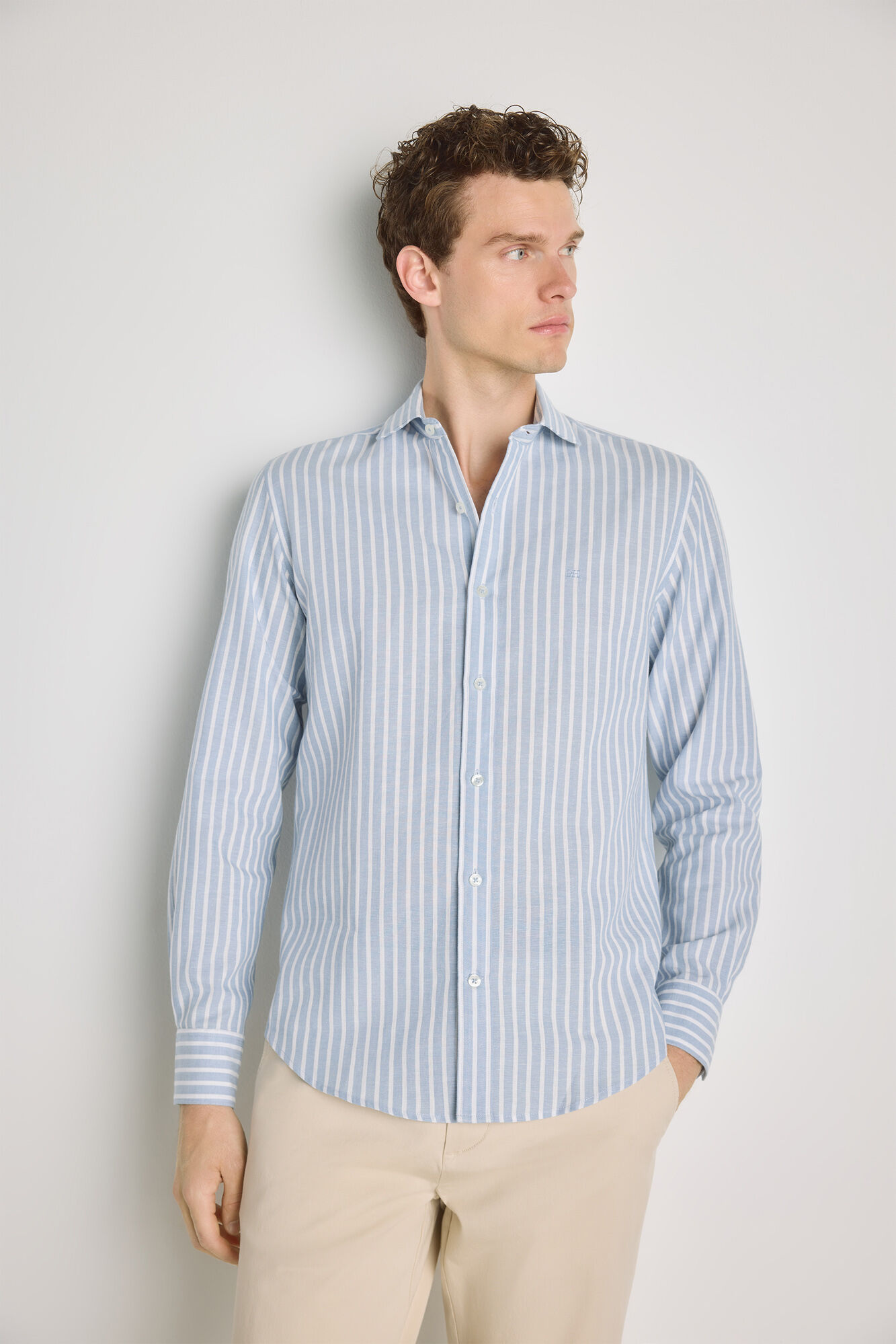 Pedro del Hierro Camisa de riscas de manga comprida