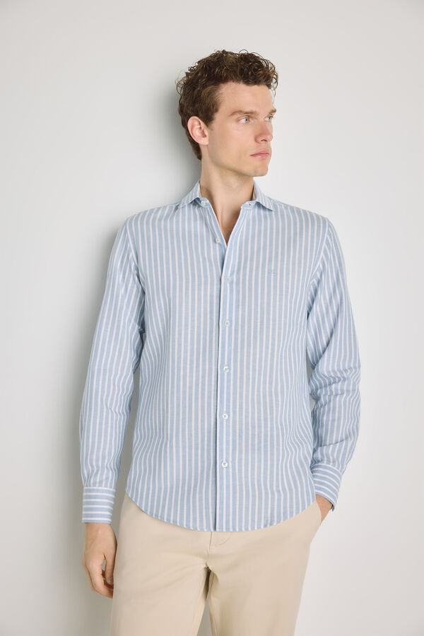 Pedro del Hierro Camisa rayas manga larga Azul Claro