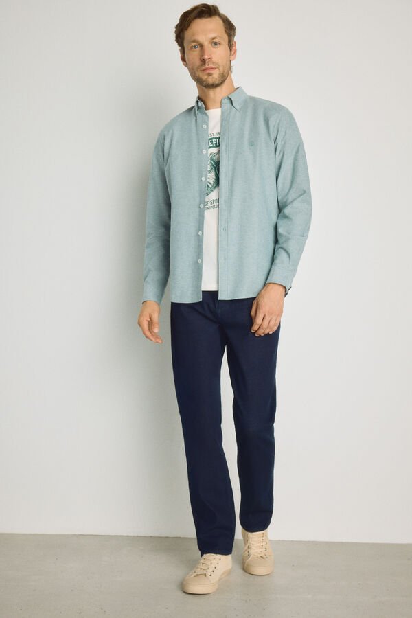 Springfield Camisa lisa de manga comprida Verde