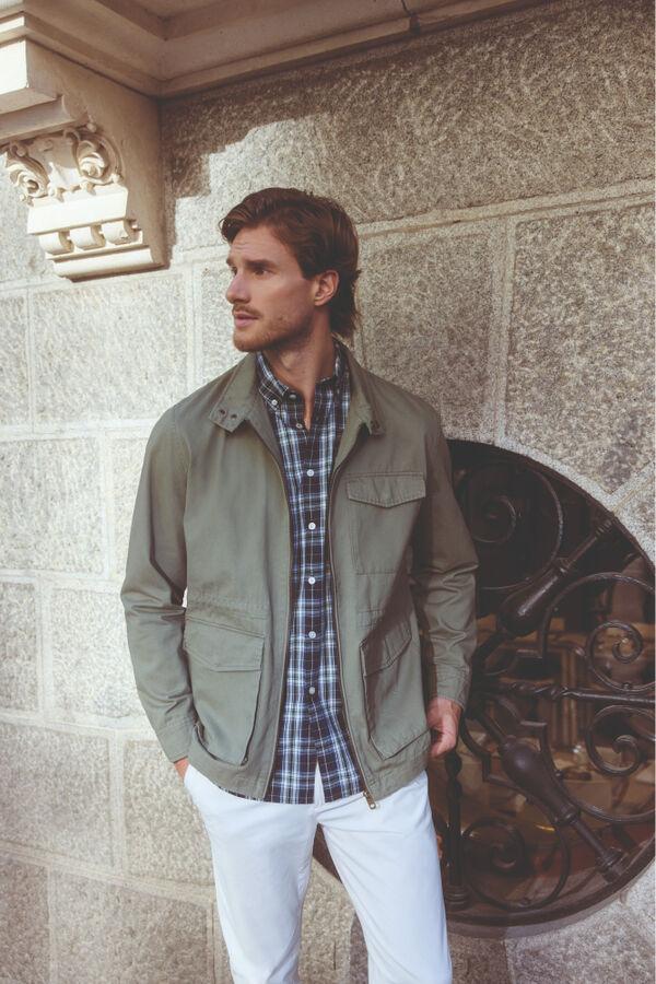 Milano Chaqueta Bolsillos Kaki Oscuro