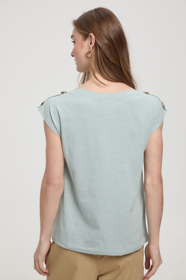 Milano T-shirt com bot&otilde;es nos ombros Verde