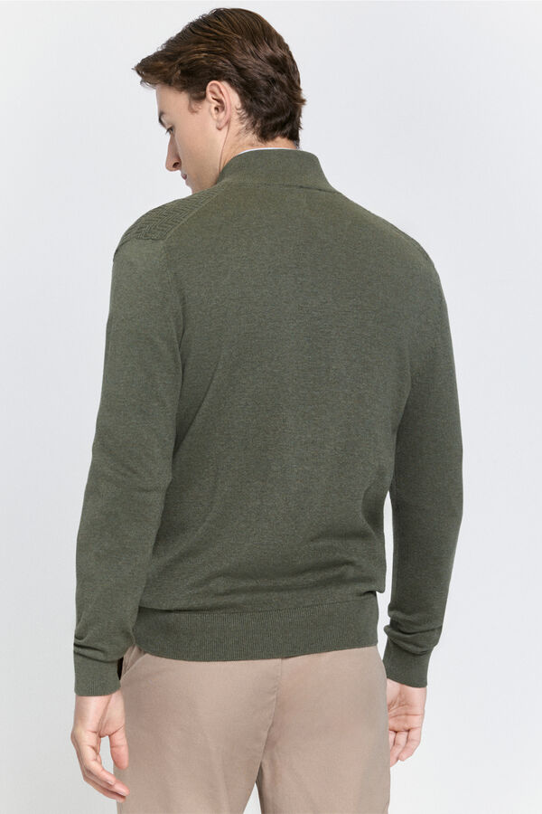 Milano Casaco de malha de fecho-éclair com malha Cáqui escuro