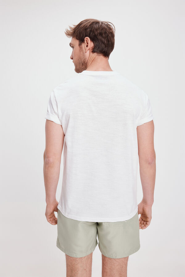 Milano Camiseta b&aacute;sica com bolso Branco