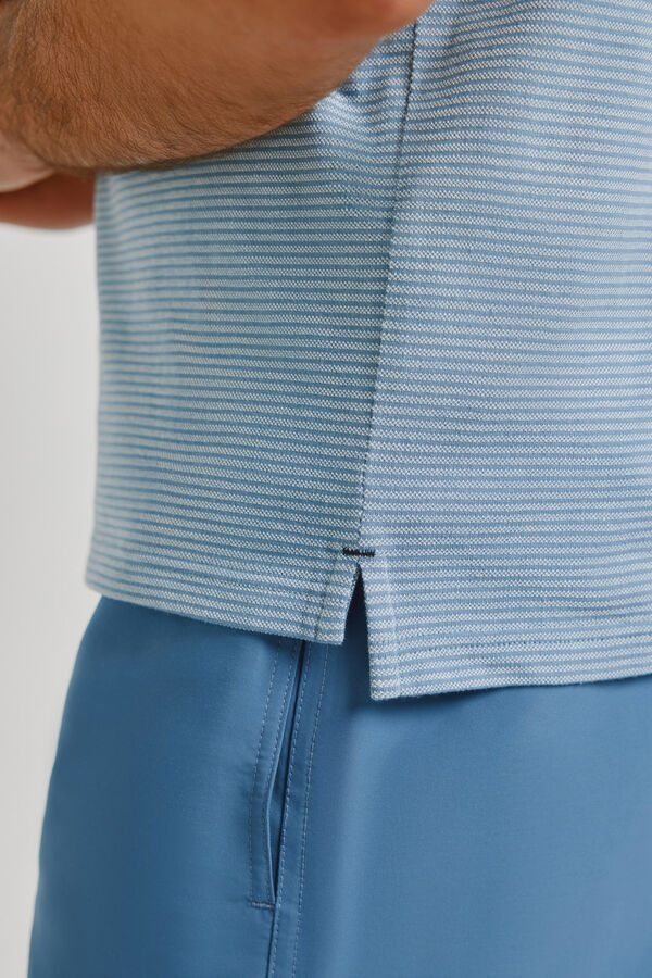 Pedro del Hierro Polo de riscas de manga curta Azul