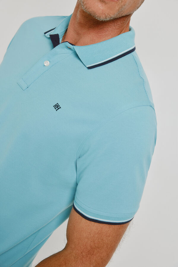 Pedro del Hierro Polo de manga curta Azul turquesa