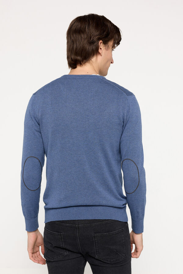 Milano Jersey cuello caja parche Azul