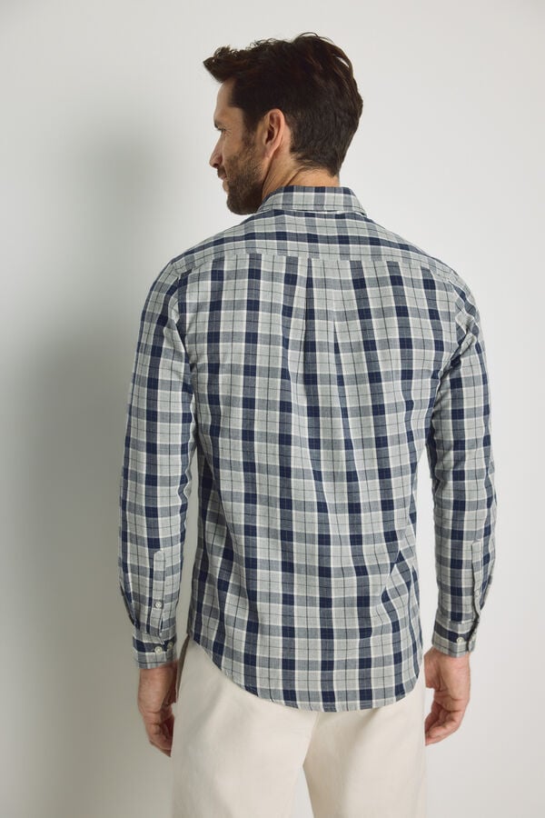 Milano Camisa cuadros manga larga Gris Claro