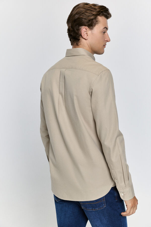 Pedro del Hierro Camisa lisa relaxed fit Beige/Camel